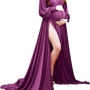 Elegant Purple Maternity Photography Maxi Dress size 2XL